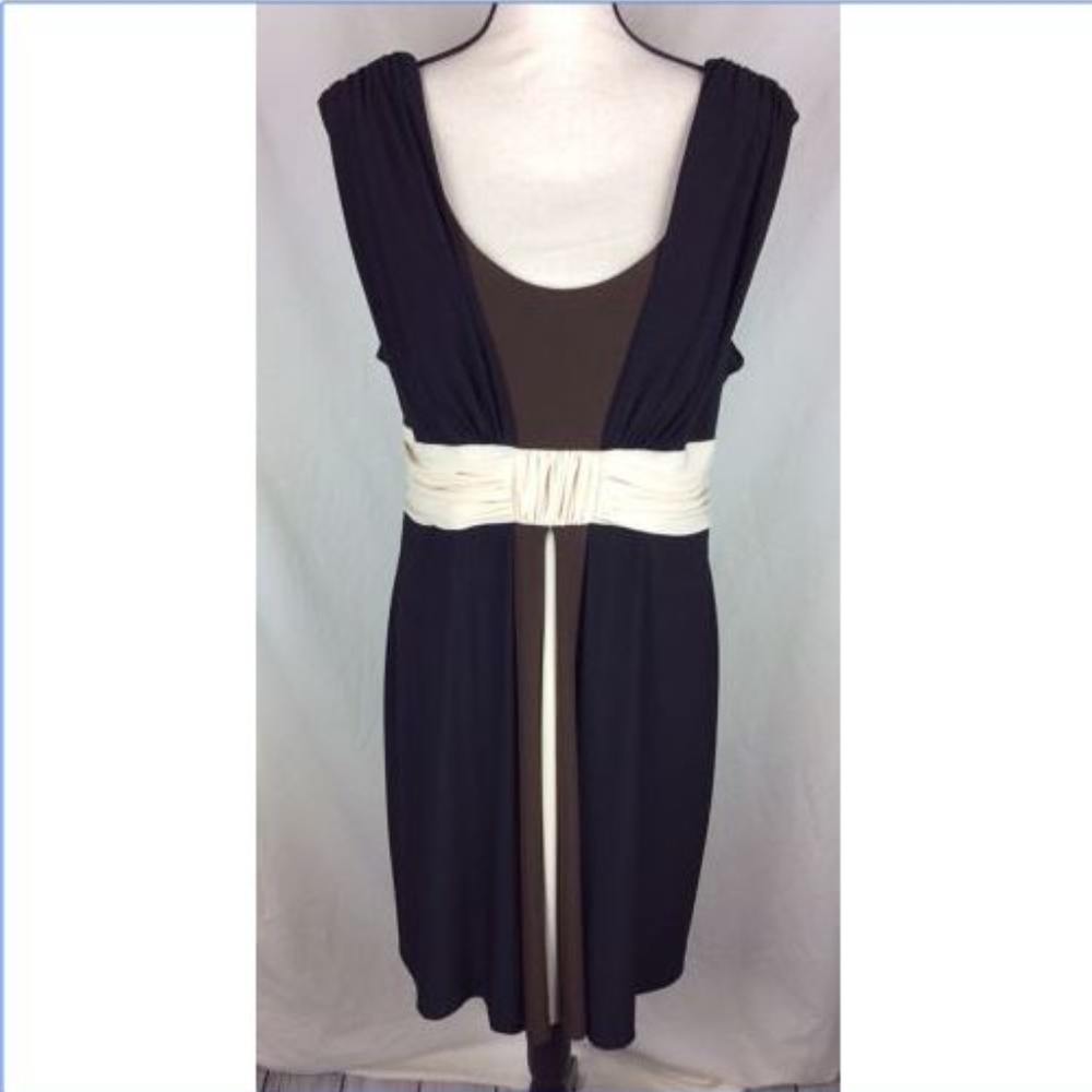 Jones New York Knee Length Dress Black Brown Stretch Knit Size 14